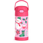12oz FUNTAINER® WATER BOTTLE PINK SNOWMAN
