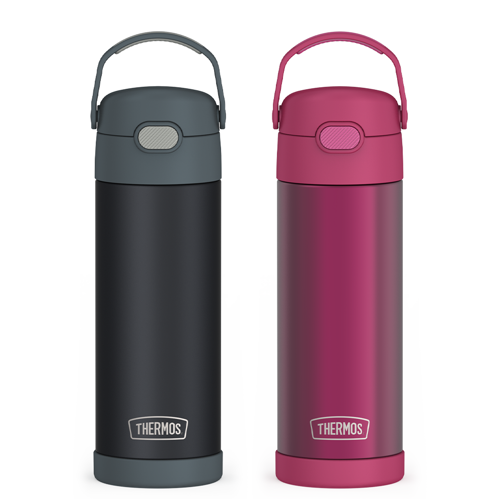 16oz FUNtainer Water Bottles Translucent Charcoal & Rosewood Bundle