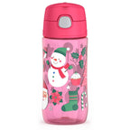 16oz THERMOS® KIDS PLASTIC WATER BOTTLE PINK SNOWMAN