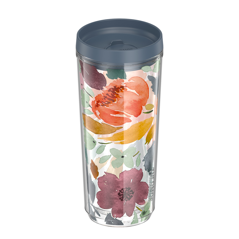 24oz DOUBLE WALL TUMBLER WATERCOLOR FLORAL