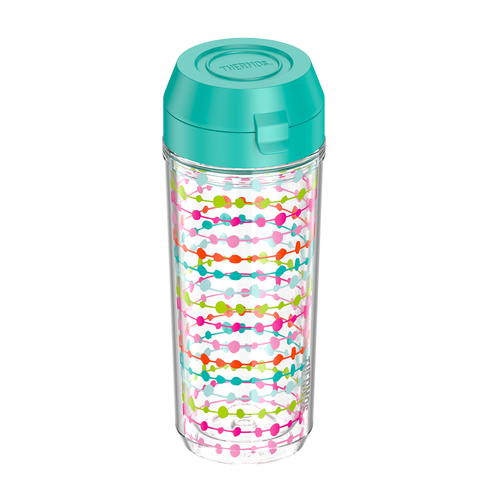 18oz DOUBLE WALL WATER BOTTLE MULTI COLORED ROWS