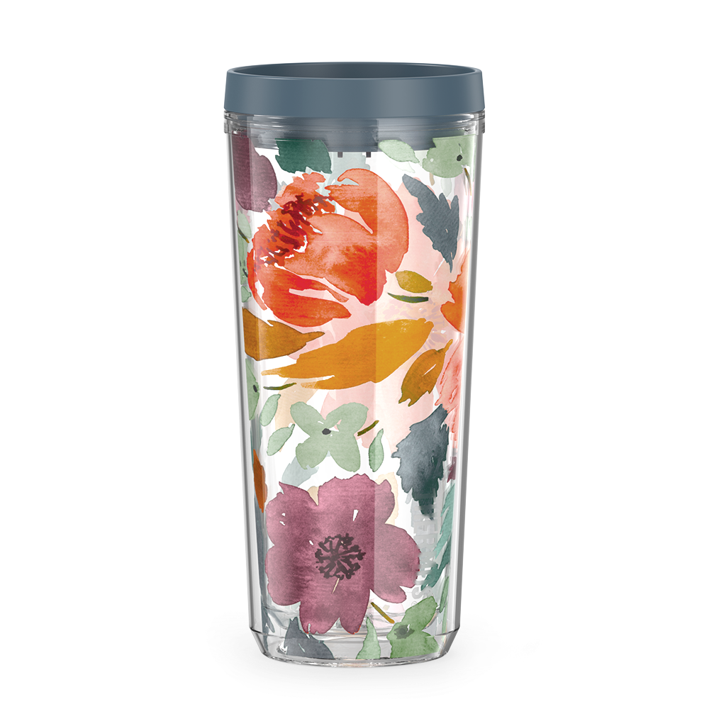 24oz DOUBLE WALL TUMBLER WATERCOLOR FLORAL