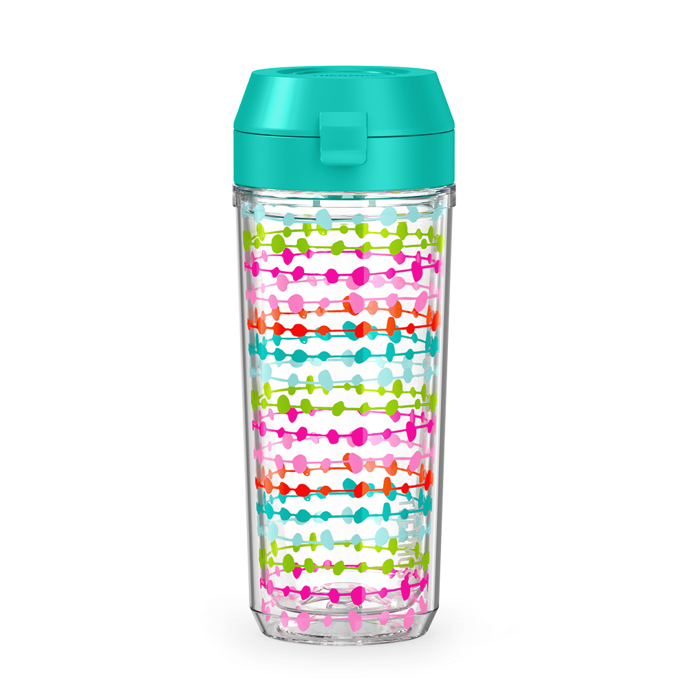 18oz DOUBLE WALL WATER BOTTLE MULTI COLORED ROWS
